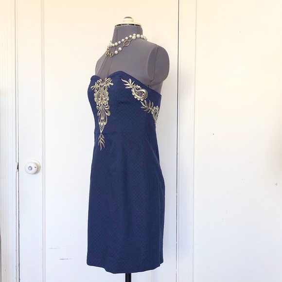 NWT Lilly Pulitzer “Demi” Ornate Embroidered Navy Dress size 0 - Picture 3 of 8